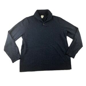 J. Crew Sweater Men XL Blue Rugged Merino Wool Blend Shawl Collar Preppy BA311